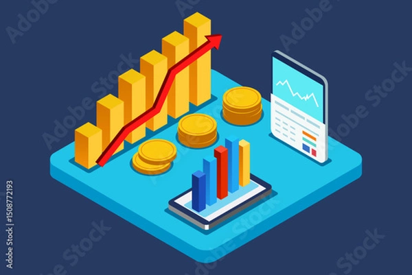Obraz Isometric finance investment vector graphics