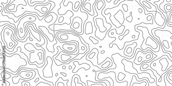 Fototapeta Abstract topographic contours map background. Topography black wave lines vector background. Topographic map Patterns, Topographic map and place for texture. Wavy curve lines banner design.	
