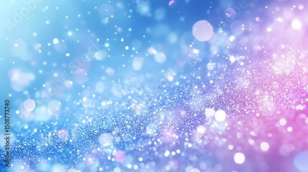 Fototapeta Glittering white and light purple diamonds scattered on a light blue background with bright sparkling effect, creating a luxurious, elegant, and dreamy atmosphere perfect for jewelry, fashion