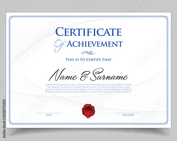 Fototapeta Certificate or diploma retro design template vector illustration