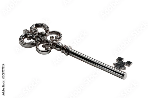 Obraz Ornate vintage key with intricate design and shiny polished metal