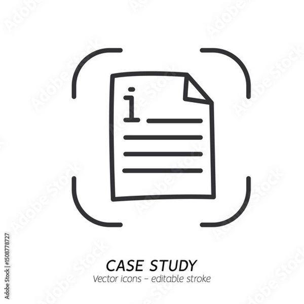 Fototapeta Studying information and facts single icon. Concept of case study, searching business information, analyze of product features vector flat outline icon. Editable stroke