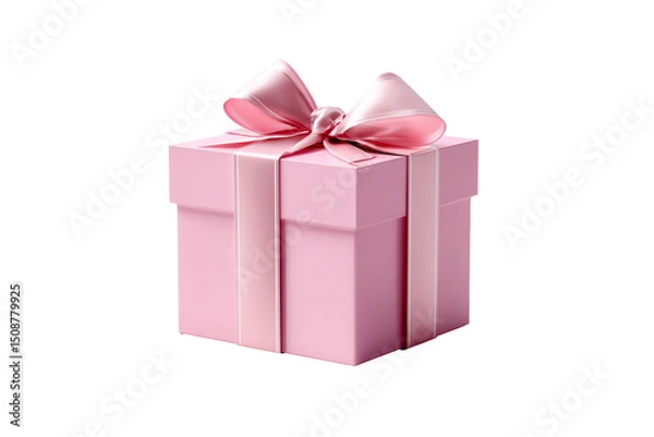 Obraz Delicate pink gift box with satin ribbon for special occasions