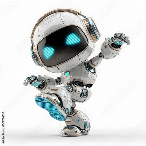 Obraz 3D cartoon of a dancing robot boy