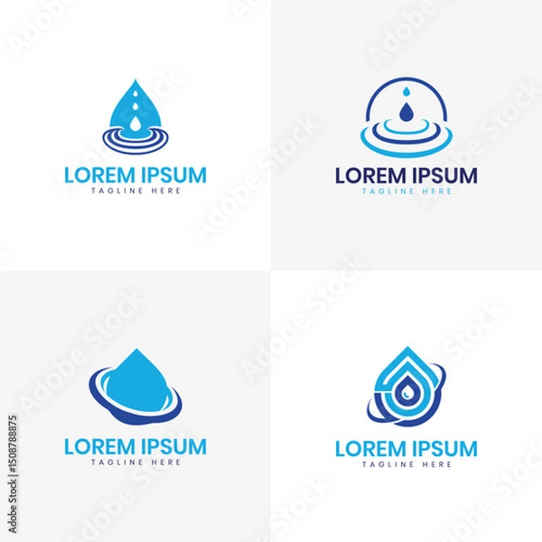 Fototapeta Water drop logo design bundle collection water shape drop aqua business