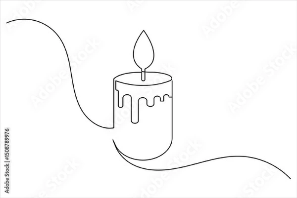 Fototapeta Candle icon continuous single line drawing and minimalist style outline design