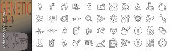 Fototapeta genetic line editable icon set. Editable stroke. Vector illustration	