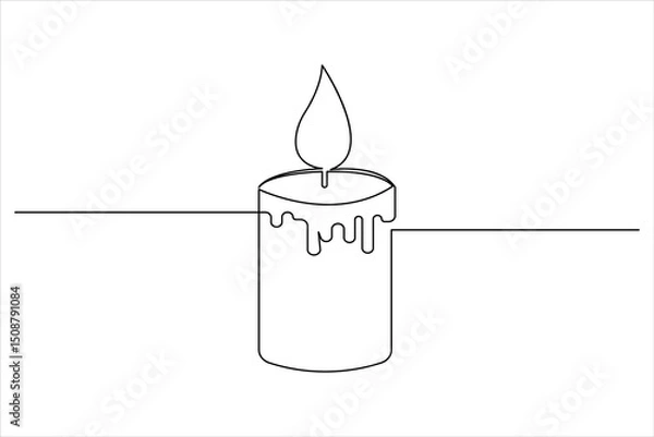 Fototapeta Candle icon continuous single line drawing and minimalist style outline design