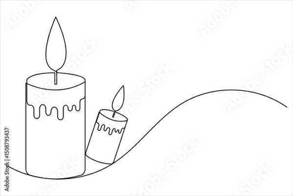 Fototapeta Candle icon continuous single line drawing and minimalist style outline design