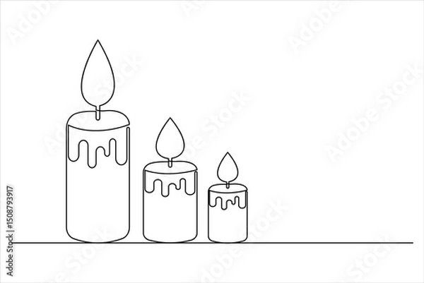 Fototapeta Candle icon continuous single line drawing and minimalist style outline design