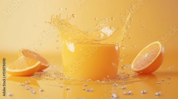 Fototapeta Refreshing Orange Juice Splash: A Burst of Vitamin C