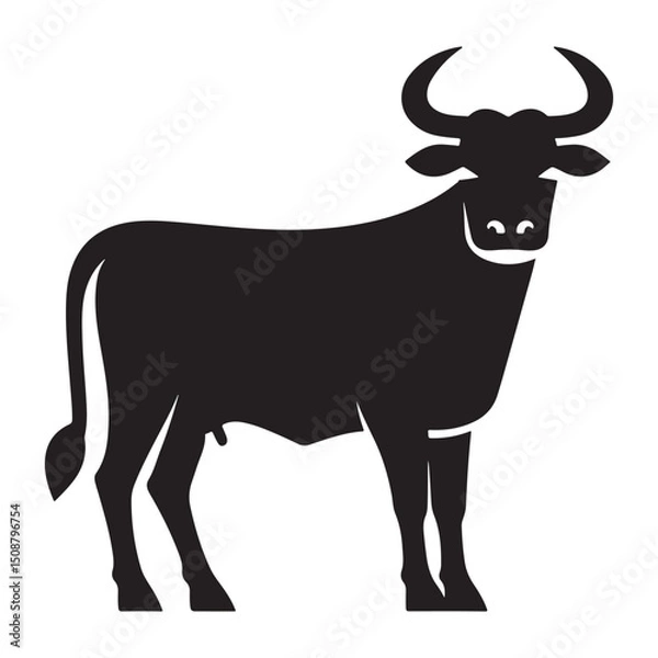 Obraz Black And White Silhouette Vector Illustration Of A Bull