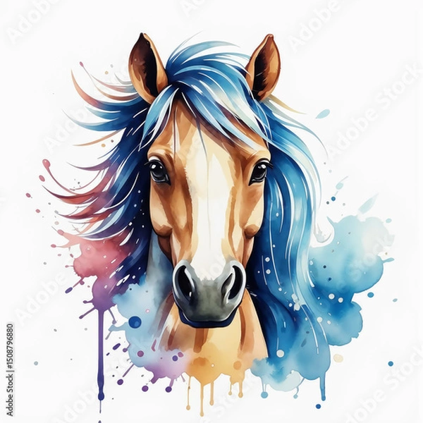 Fototapeta symbol of the new year 2026, graceful animal, beautiful horse, illustration. artificial intelligence generator, AI, neural network image. background for the design