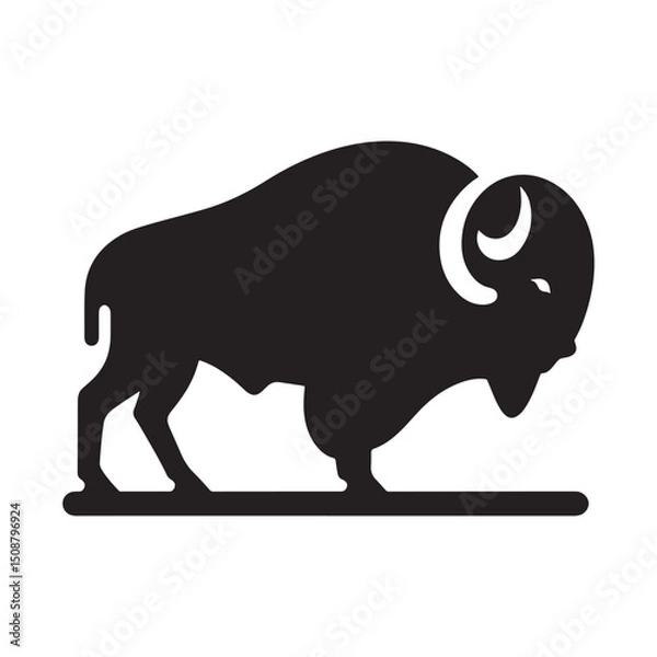 Fototapeta Powerful Bison Silhouette A Vector Art in Black and White