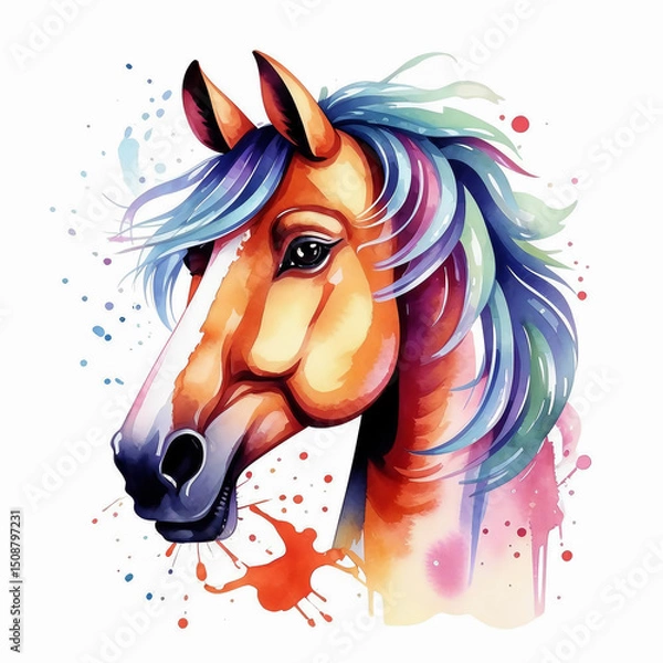 Fototapeta symbol of the new year 2026, graceful animal, beautiful horse, illustration. artificial intelligence generator, AI, neural network image. background for the design