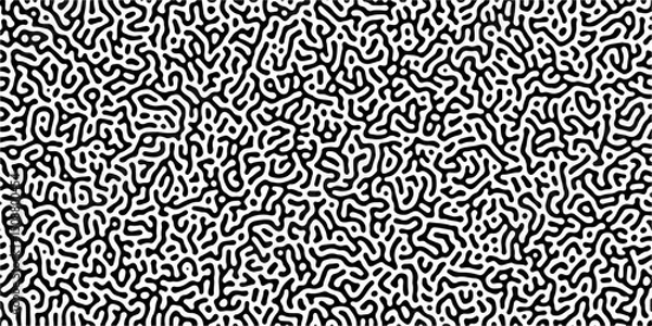 Fototapeta Abstract truing organic wallpaper Turing reaction diffusion monochrome seamless pattern with chaotic motion. Generative algorithm psychedelic background. Reaction-diffusion or truing pattern formation