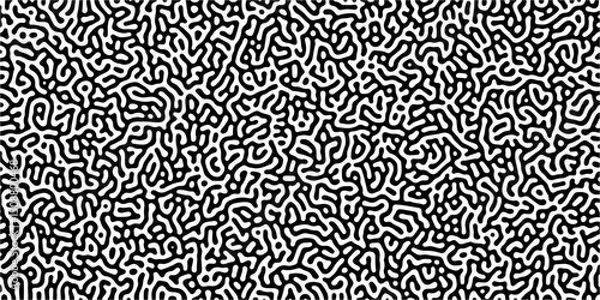 Fototapeta Abstract truing organic wallpaper Turing reaction diffusion monochrome seamless pattern with chaotic motion. Generative algorithm psychedelic background. Reaction-diffusion or truing pattern formation