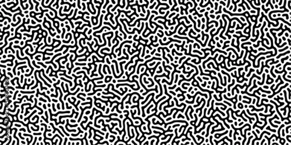 Fototapeta Abstract truing organic wallpaper Turing reaction diffusion monochrome seamless pattern with chaotic motion. Generative algorithm psychedelic background. Reaction-diffusion or truing pattern formation