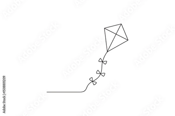 Fototapeta Kite flying continuous one line drawing minimalism design