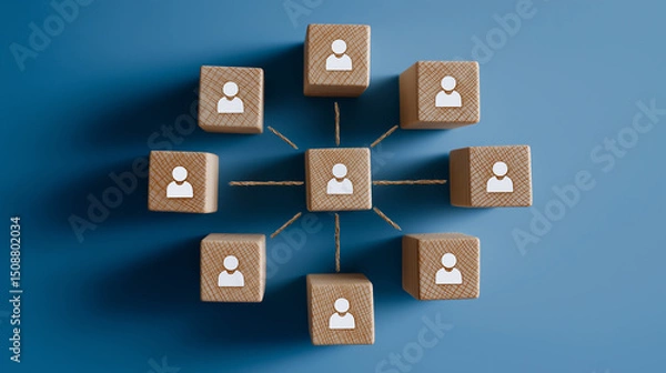 Fototapeta Business Hierarchy Structure With Leadership Roles and Organizational Management, Team Coordination, Role Clarity and Corporate Governance, Cubes