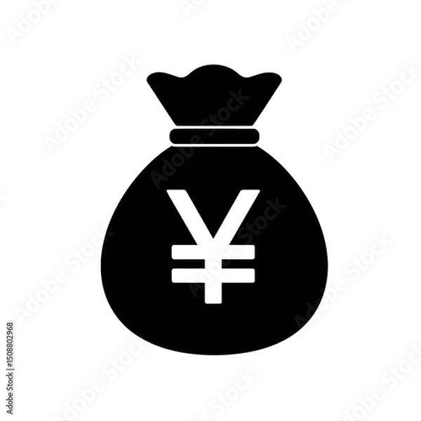Fototapeta japanese yen money bag symbol isolated on transparent background, png image 