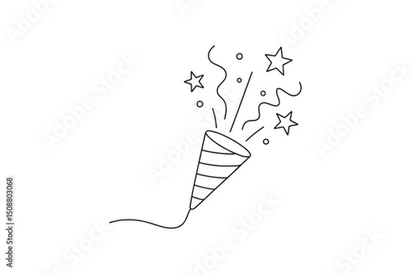 Fototapeta Party popper continuous one line drawing minimalism design