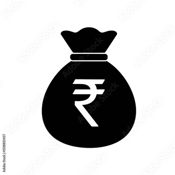 Fototapeta Indian rupee money bag symbol isolated on transparent background, png image 