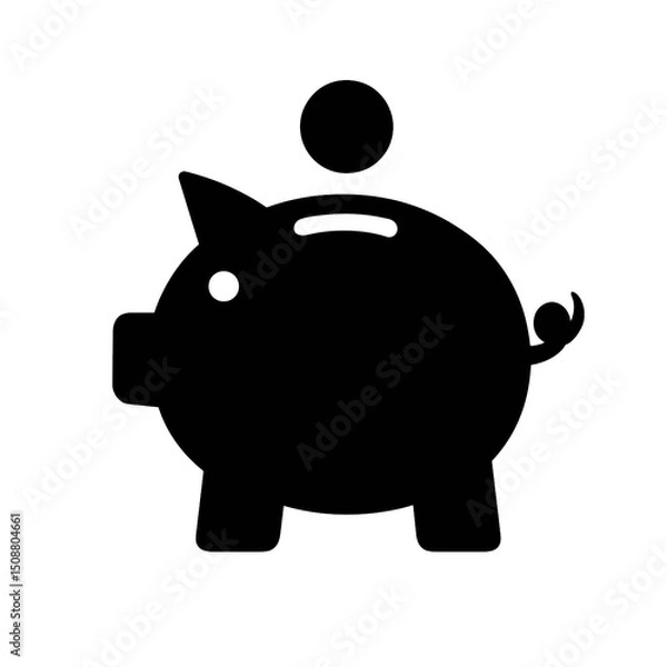 Fototapeta piggy bank with coin silhouette isolated on transparent background, png image 