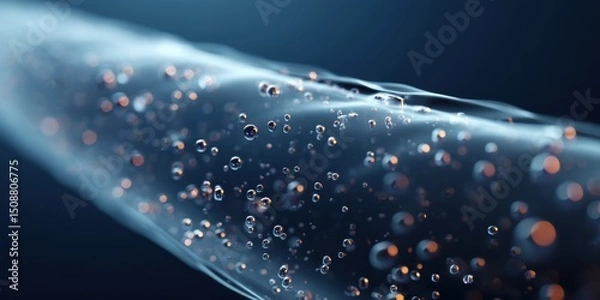 Fototapeta Abstract Close-up of Water Bubbles: A Captivating Macro Photograph.  Explore the intricate textures and fluid dynamics of this mesmerizing image, perfect for design and scientific 