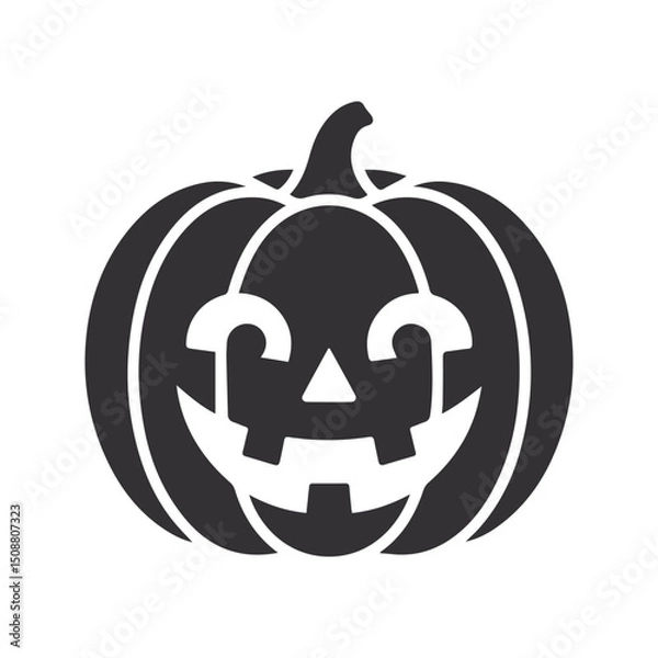 Obraz Black Silhouette Pumpkin Vector Icon for Autumn and Halloween Designs