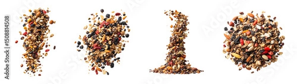 Fototapeta Assorted Granola and Mixed Nuts isolated on transparent or white background	
