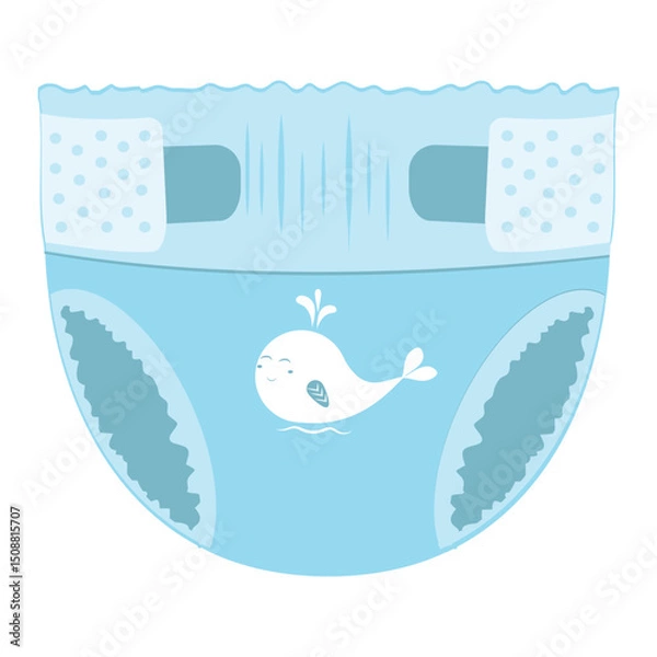 Fototapeta Cartoon-style baby absorbent diapers. Vector illustration for packaging diapers and other products for newborns