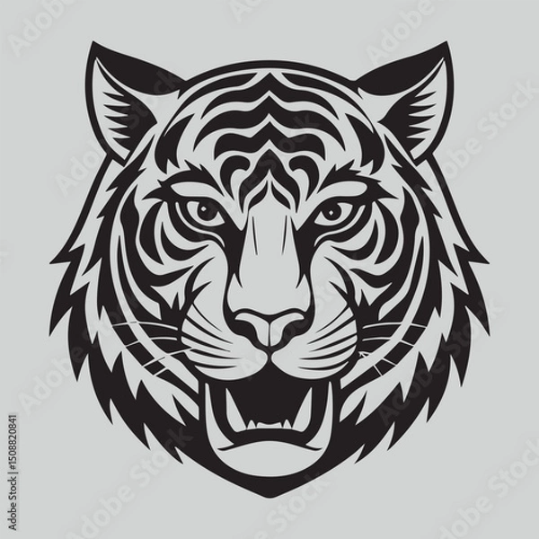 Fototapeta Majestic Tiger Vector Illustration – Bold, Fierce, and Wild-Inspired Artwork in Clean Lines and Striking Detail for Digital, Print, or Branding Use