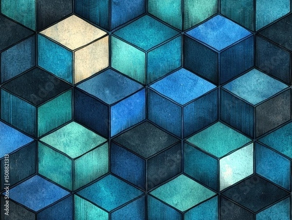 Fototapeta Modern 3D Hexagon Geometry Pattern