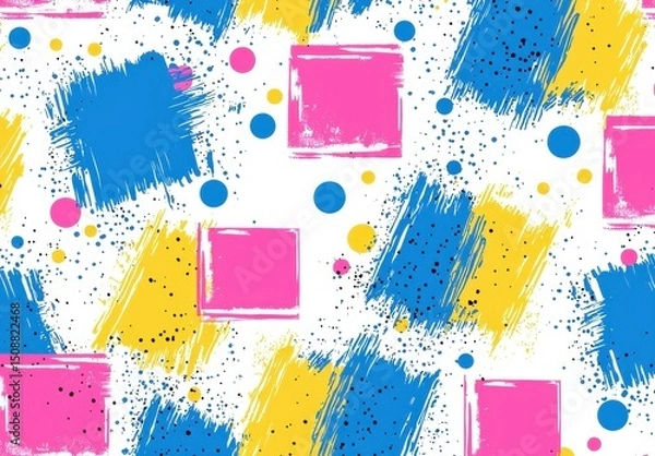 Fototapeta Abstract Paint Splatter and Geometric Pattern