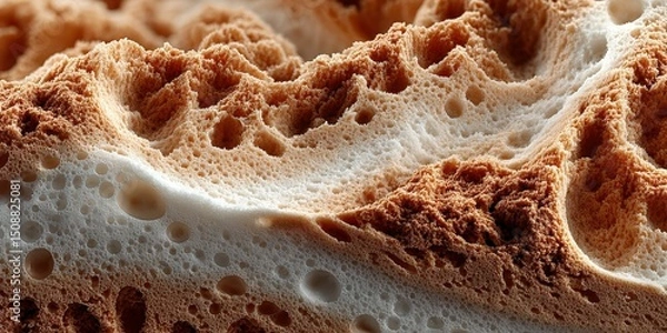 Fototapeta Intricate details of a rich coffee foam displayed in warm light enhancing the texture and colors