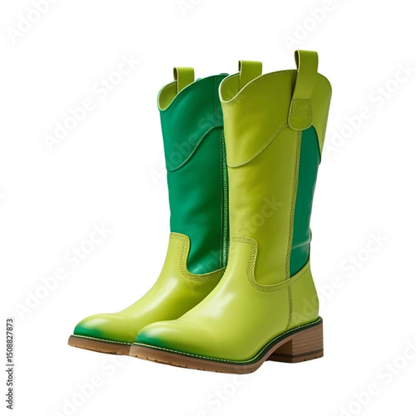 Obraz green rubber boots isolated