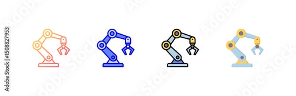 Fototapeta Robotic Arm Icon set multiple style collection
