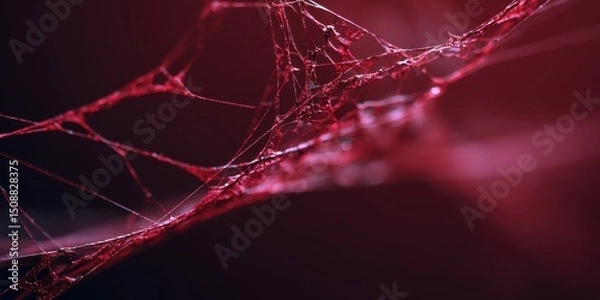 Fototapeta Close-up view of a decaying spider web.