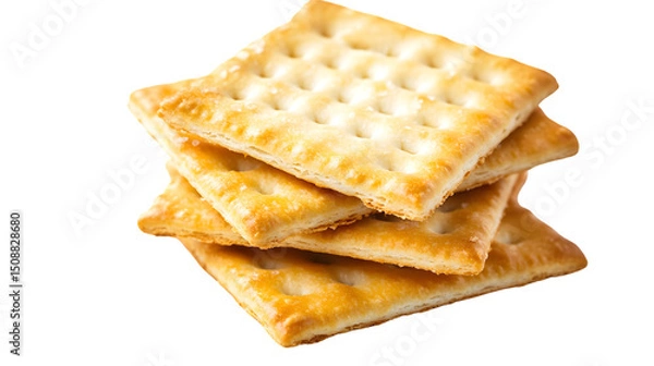 Fototapeta Saltine Crackers Isolated on Transparent Background for Food Packaging Design and Culinary Concepts