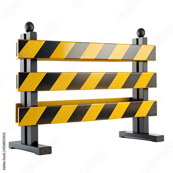 Fototapeta Caution Barrier Ahead  A Study in Construction and Safety