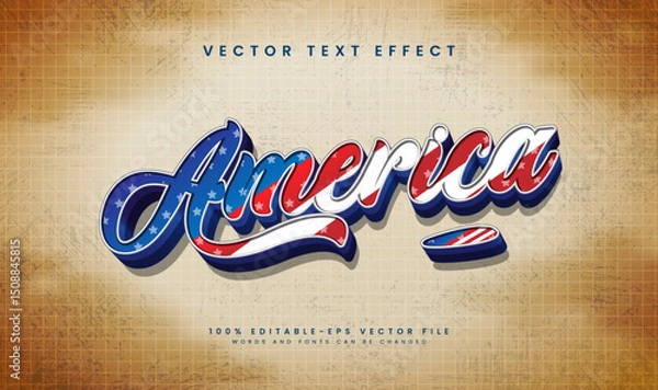 Fototapeta American vintage, editable vector text effect with modern concept. Suitable for american event theme.