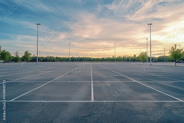 Fototapeta A serene image of an empty vehicle in a rental lot, symbolizing availability for prospective renters and the simplicity of choice.