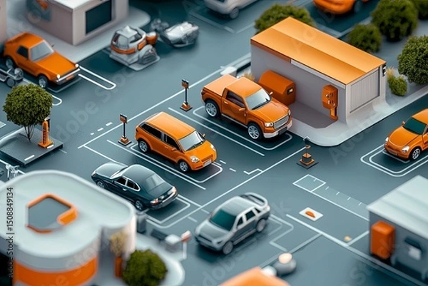 Fototapeta An infographic depicting the steps to renting a car, emphasizing online convenience and insurance options.