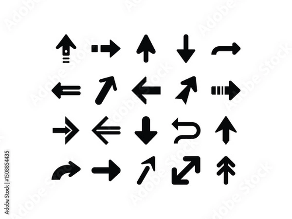 Fototapeta Black vector arrows collection. Arrow. Cursor. Arrow vector icon. Modern simple arrows. Collection different Arrows on flat style. Direction symbols.vector illustration Template.