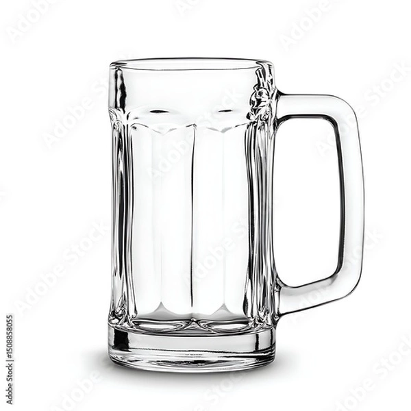 Fototapeta Glass beer mug empty clean clear surface elegant shape drinking concept white bar background minimal