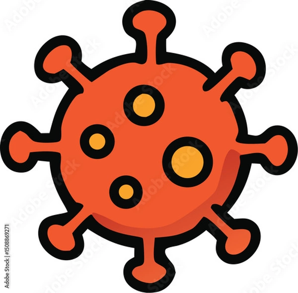 Obraz Title Of a red virus. Suitable for medical, scientific, and educational content related to microbiology, virology, and health. A detailed closeup shot.