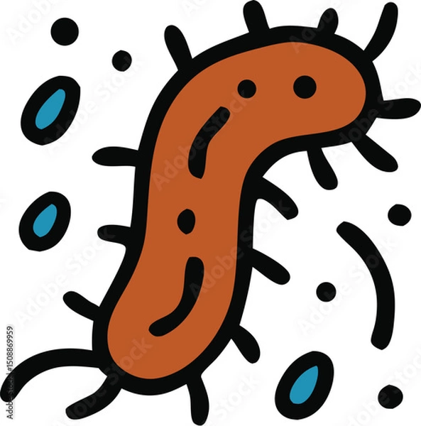 Obraz Bacteria with blue dots suitable for science presentations, educational materials, medical websites, microbiology research, textbooks, biology blogs, and health articles