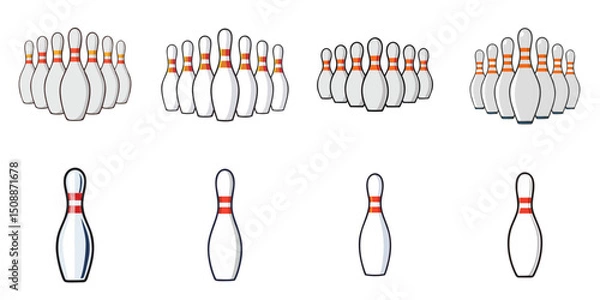 Obraz Multiple vector illustrations of bowling pins, outlines
