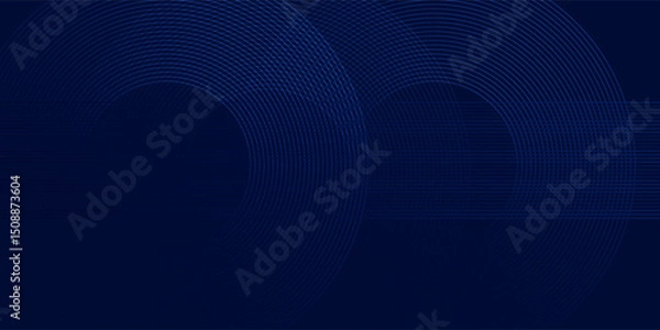 Obraz Abstract blue glowing geometric lines on dark blue background. Modern shiny blue circle lines pattern. Futuristic technology concept. Suit for cover, poster, banner, brochure, header, website